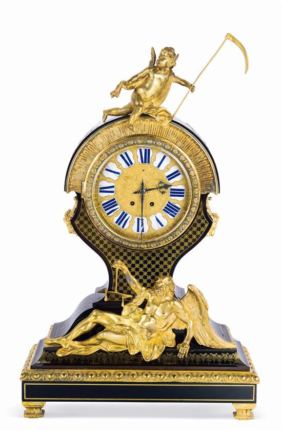 十九世纪 法国“真爱永恒”鎏金嵌玳瑁座钟